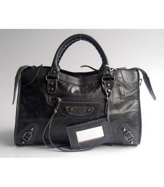 Balenciaga Giant City grigio scuro borsa nera Nails